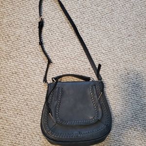 Faux leather whip stitch saddlebag crossbody